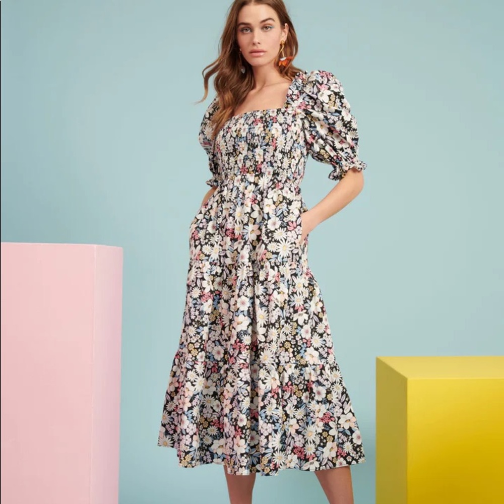 Rachel Parcell Tiered retro floral midi dress